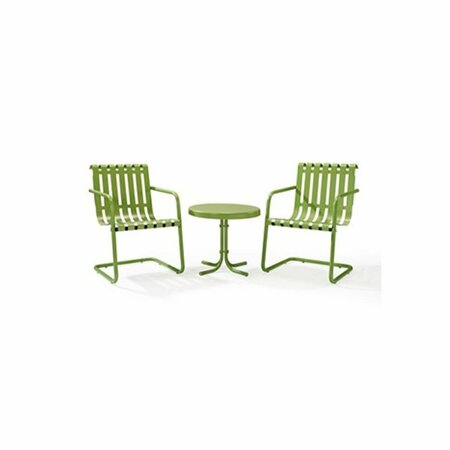 CROSLEY Gracie 3 Piece Metal Outdoor Conversation Seating Set - 2 Chairs and Side Table in Oasis Green KO10007GR